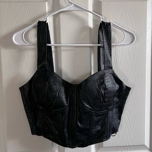 Faux Alligator Corset Crop Too